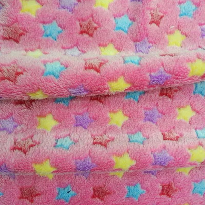 160x100cm Flannel Fleece DIY Fabric Double Side Soft Star Printed Plush Blanket Jacquard Printing Colorful Star Home Material