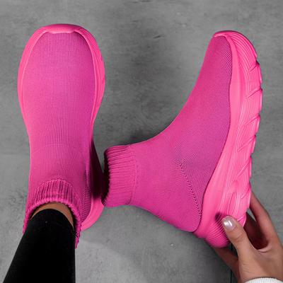 Зимняя спортивная обувь бархатная новая уличная дышащая обувь-носки на одной педали спортивная и повседневная обувь женская обувь