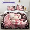 Постельное белье с розовым узором Hello Kitty, Комплект с одеялом, Пододеяльник, Наволочка, Домашний подарок на день рождения(1 пододеяльник + 2 наволочки, без наполнителя)