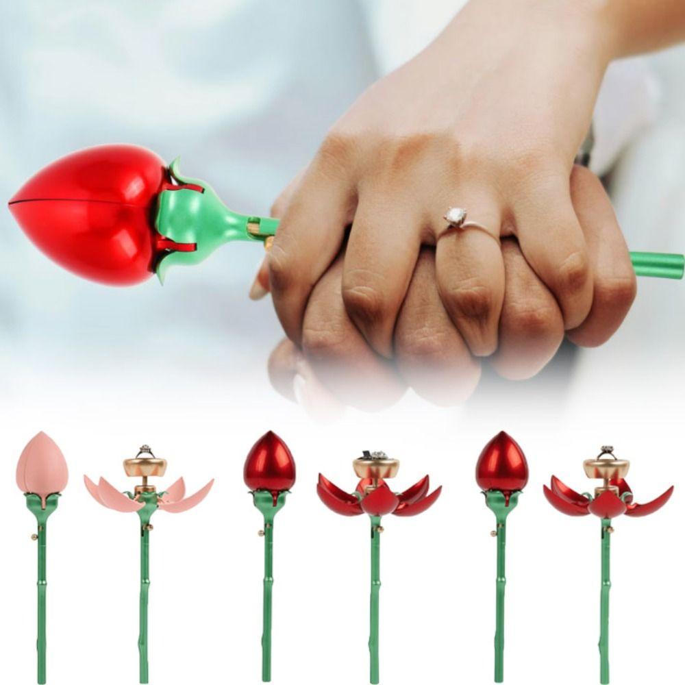 Waterproof Flower Ring Box Elegant Auto Blooming Ring Box Proposal Ring Box  Engagement