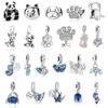 Original 925 Sterling Copper Charm Bead Love Dog Cat Paw Panda Firefly Pendant Charms Fit Bracelets Necklaces Women Zircon