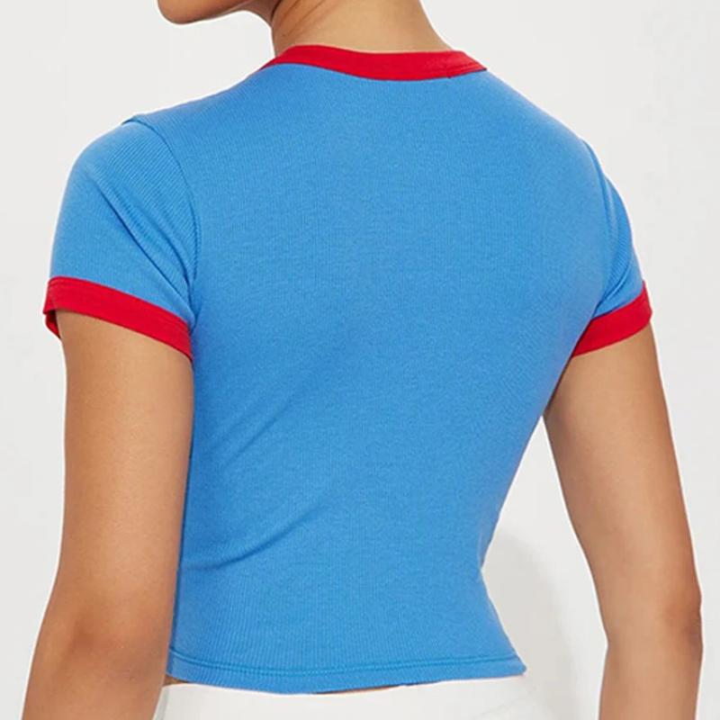 Укороченный топ в стиле летней уличной одежды Y2K с европейской и американской вышивкой букв