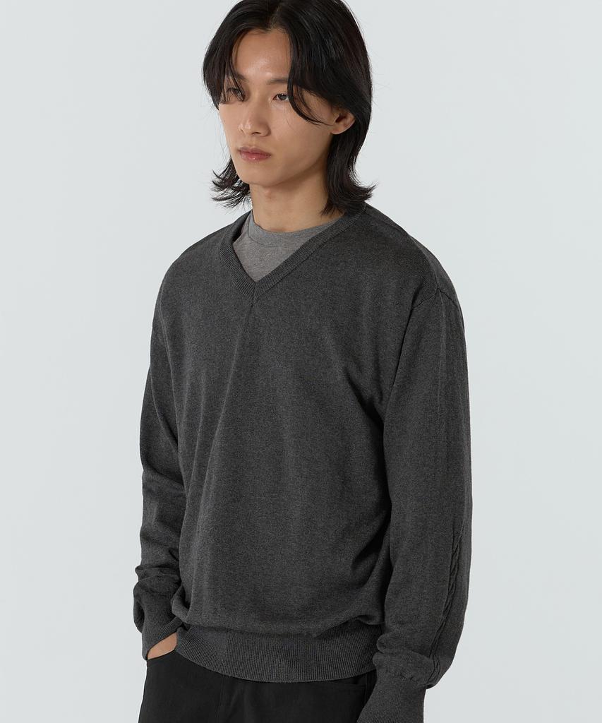 JUAN HOMME Refined V-Neck Knit (Charcoal)
