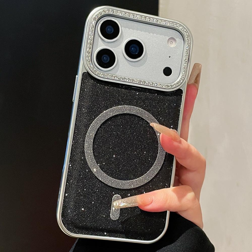 Блестящий Глиттер Магнитный Чехол с Поддержкой MagSafe для iPhone 17 Air 16 15 14 Plus 13 12 17 Pro Max Беспроводная Зарядка Защитный Бампер