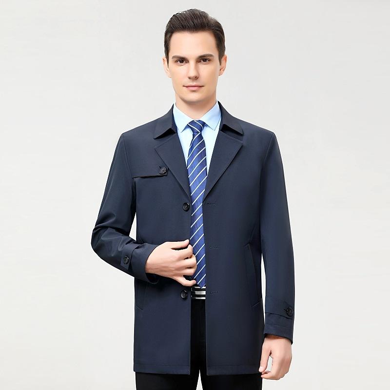 Тонкая мужская куртка из шелка тутового шелкопряда для весны и осени, больших размеров, для полных людей среднего возраста, деловая, повседневная, средней длины