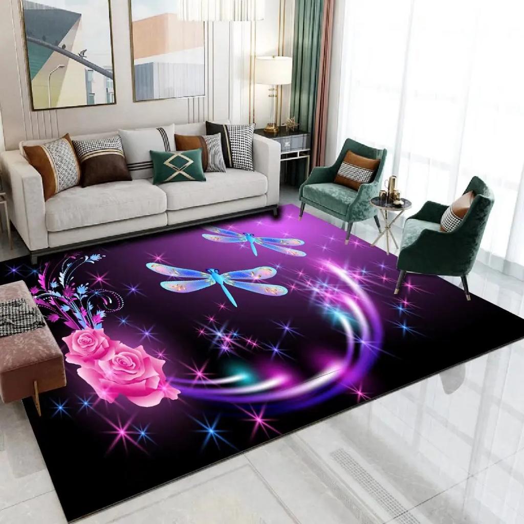 3D Print Dream Butterfly Carpet Children Bedroom Decor Floor Mat Soft Anti-slip Living Room Carpets Home Decoration Area Rug