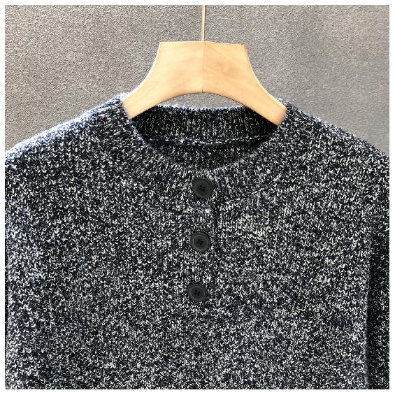 Американский ретро вязаный свитер мужской свободный весна и осень высококачественный круглый вырез новый теплый однотонный рубашка для мужчин