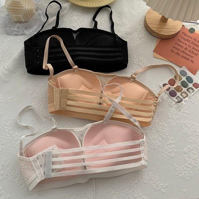 Кружевной бюстгальтер пуш-ап без бретелей Viala B - Без косточек, регулируемый, сексуальный дизайн спинки, нижнее белье для маленькой груди