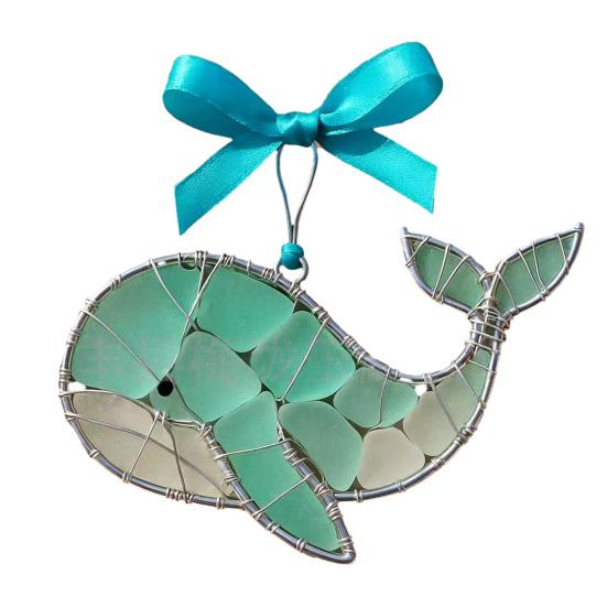 Yousheng Coastal Christmas Ornaments Ocean Themed Sea Glass Ornaments Acrylic Seahorse Dolphin Turtle Nautical Xmas Tree Ornament for Home Party Decor
