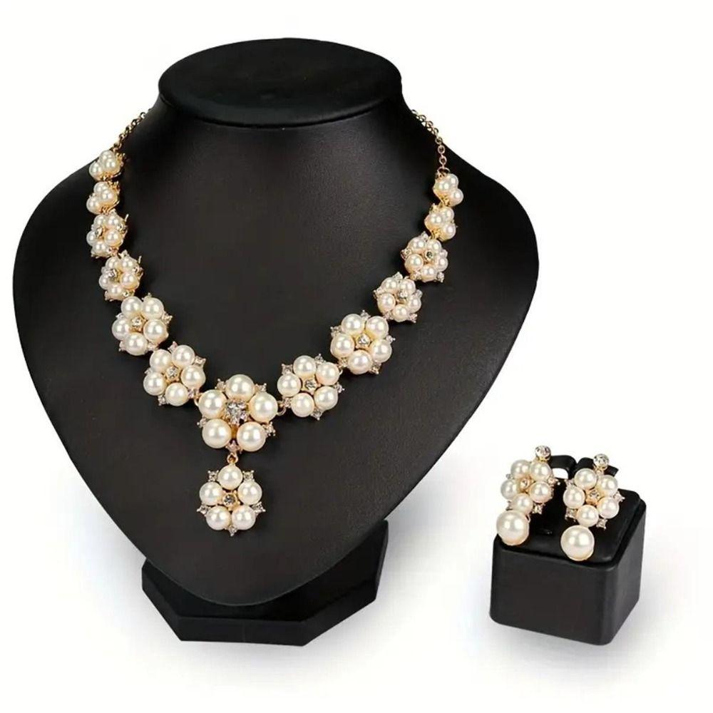 Exquisite Claw Chain Jewelry Set Luxury Necklace Earrings Set Pearl Necklaces Earrings Women