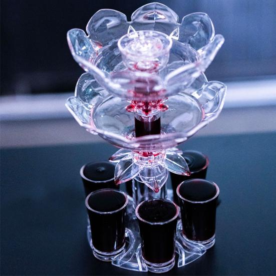 Yousheng Double Layer Drink Dispenser with 6 Shot Glasses Acrylic Liquor Dispenser Wine Divider Quick Pour Bar Accessories