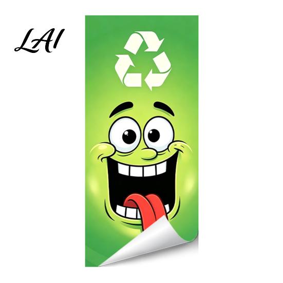 Holiday Trash Can Party Decorations Funny Cartoon Sticker Cute Big Eye Expression Decorative Removable PVC Stickers for Recycling Bins Adhesive
