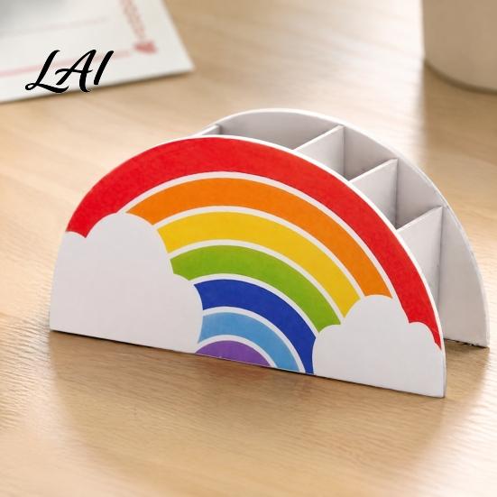Classroom Supplies Organizer Wooden Rainbow Pencil Holder Cute Desk Organizer School Office Art Supply for Girls Kids Teacher Appreciation