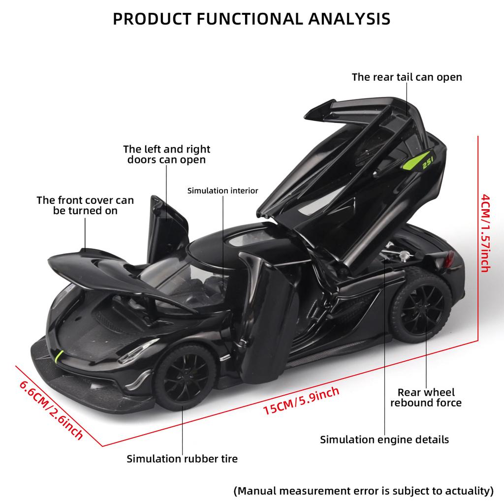 1/32 Koenigsegg Jesko Supercar Alloy Die Casting Model Car Classic Bookcase Display Decoration Collection Ornaments Present with Friend Kid