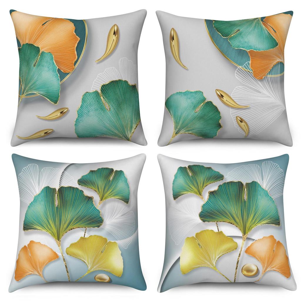 4Pcs Home Decor Cushion Covers, Black Cat & Floral Scenery Pillow Cases For Living Room Sofa Bedroom Car Decoration