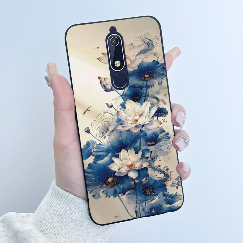 Чехол Для Nokia 5.1 6.1 Эстетичный Роскошный Милый Крутой Мальчики Девочки Мягкий силикон Чехол для телефона Задняя крышка Черный Матовый Защитный чехол