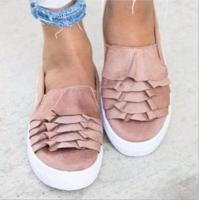 Женские мокасины большого размера на платформе с оборками, туфли на плоской подошве, женские повседневные туфли-лодочки, женские мокасины из флока, обувь 987