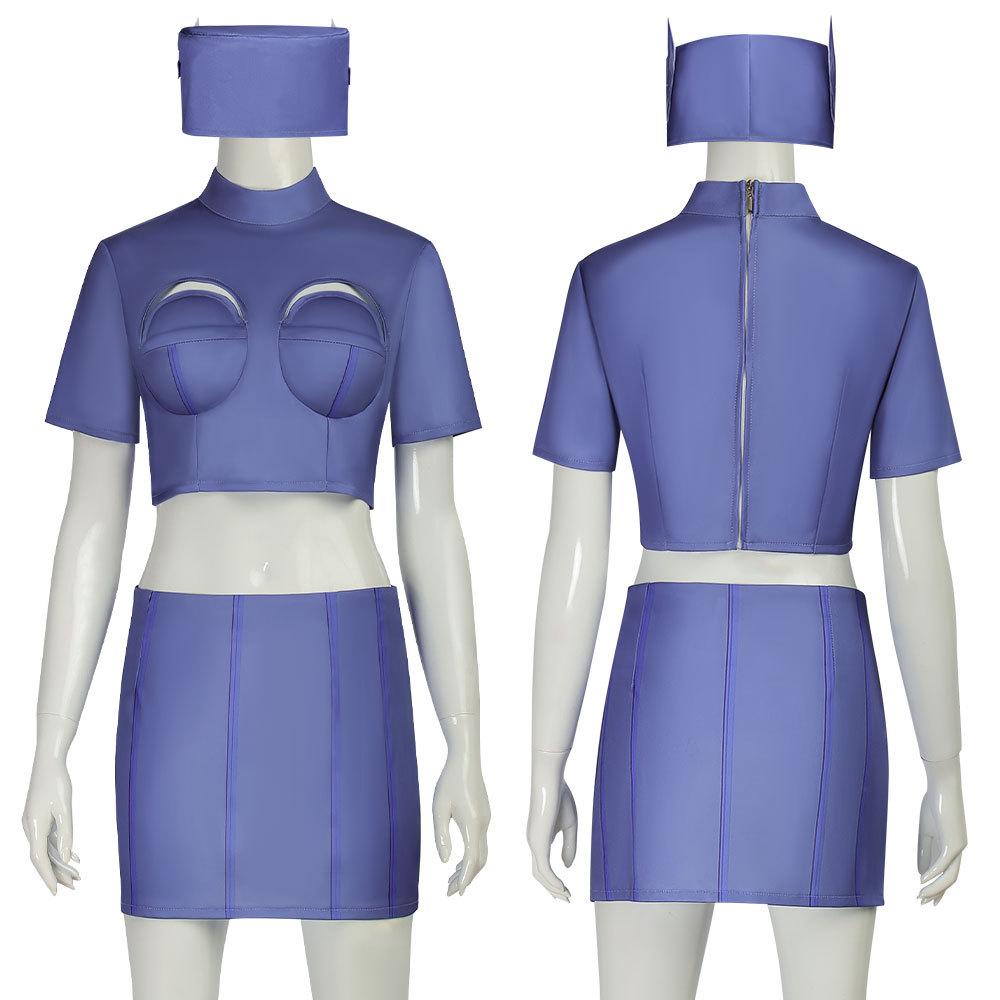 Stewardess Cos Costume, Halloween Funny Spaceship Waiter Skirt