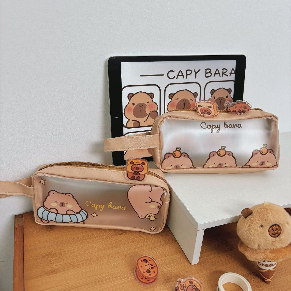 PVC Capybara Pencil Bag Kawaii Stationery Bag Desktop Organizer Cartoon Pen Bag  Student