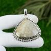 Natural Fossil Coral Gemstone Pendant Gray 925 Sterling Silver Indian Jewelry
