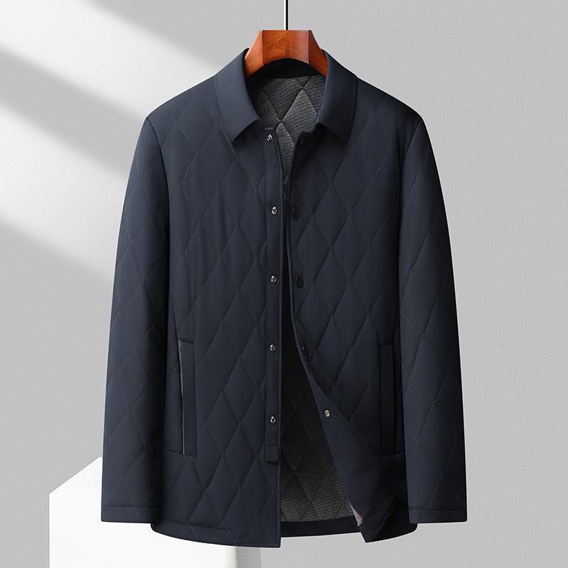 Одежда из шелка Mulberry с хлопковой подкладкой, зимняя, новая, мужская, деловая, теплая, повседневная, с лацканами, одежда с хлопковой подкладкой для пап среднего возраста, стеганая куртка