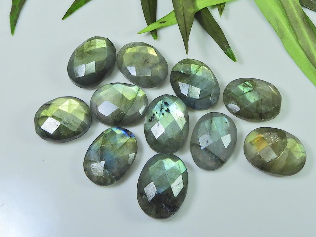 11 шт 12X17MM натуральный лабрадорит с обеих сторон шахматной огранки овальный драгоценный камень россыпью LM-1187