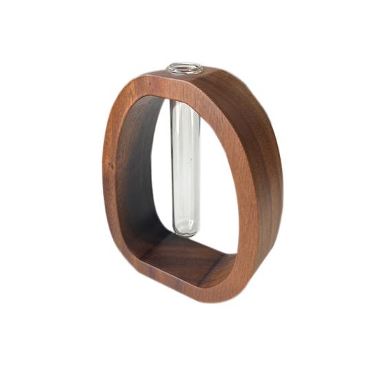 Hydroponic Plants Test Tube Vase with Wooden Stand Clear Flower Vase Table