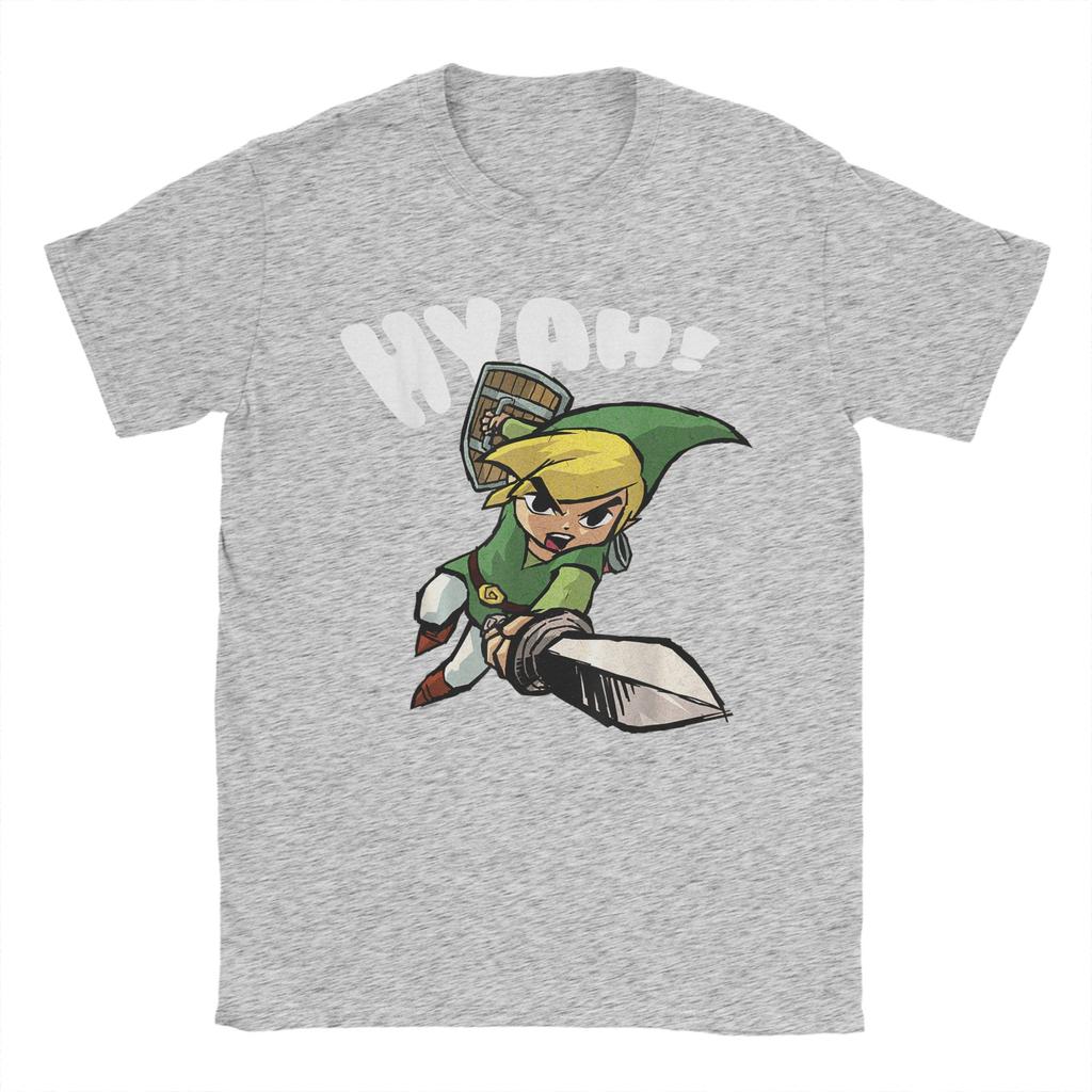 Zeldas Link Hyah Poster T Shirts Unisexs  Pure Cotton Novelty TShirts Round Collar  Tees Short Sleeve Tops Gift Idea