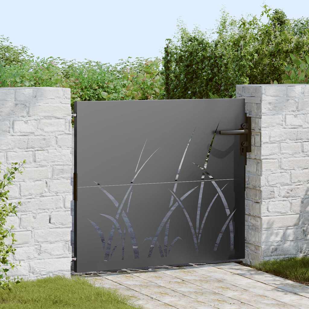 Garden Gate Black 85 x 100 cm Powder Coated Steel