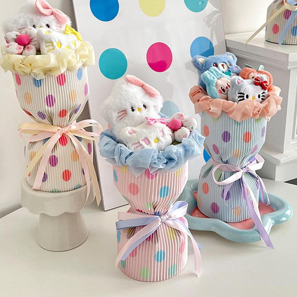 Bouquet of Stuffed Animal Bouquet Cute Stuffed Popular Birthday Entrance Graduation Creative Message Card Pink A Flowers, Bouquet, Approx. 26cm, Gift,