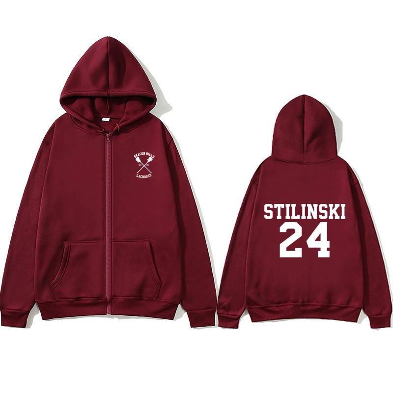 Худи на молнии Stilinski 24 Оверсайз худи на молнии Уличная одежда Женская толстовка Карман Длинный рукав Худи Stilinski 24