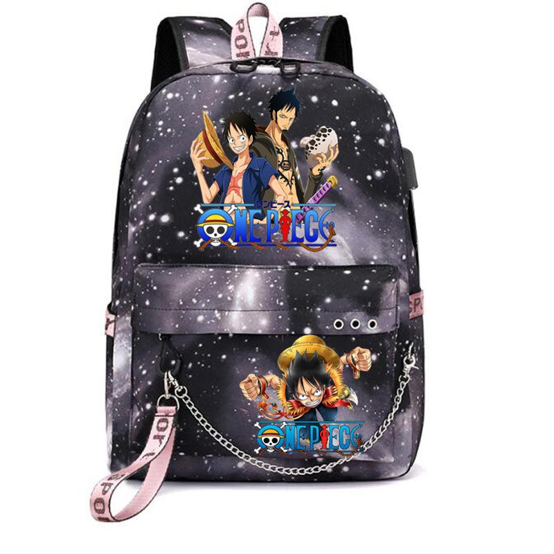 Школьная сумка-рюкзак USB с принтом One Piece для учеников начальной и средней школы, для мужчин и женщин, с лямками