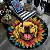 Golden Retriever Sunflower Round Area Rug,Carpet Rug for Living Room Bedroom Sofa Playroom Decor,Non-slip Floor Mat