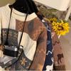 Vintage Patchwork Fried Dough Twists Round Neck Sweater Lovers Outfit Winter Port Style Graffiti Sweater Loose Pullover Lovers Knitwear Men and Women