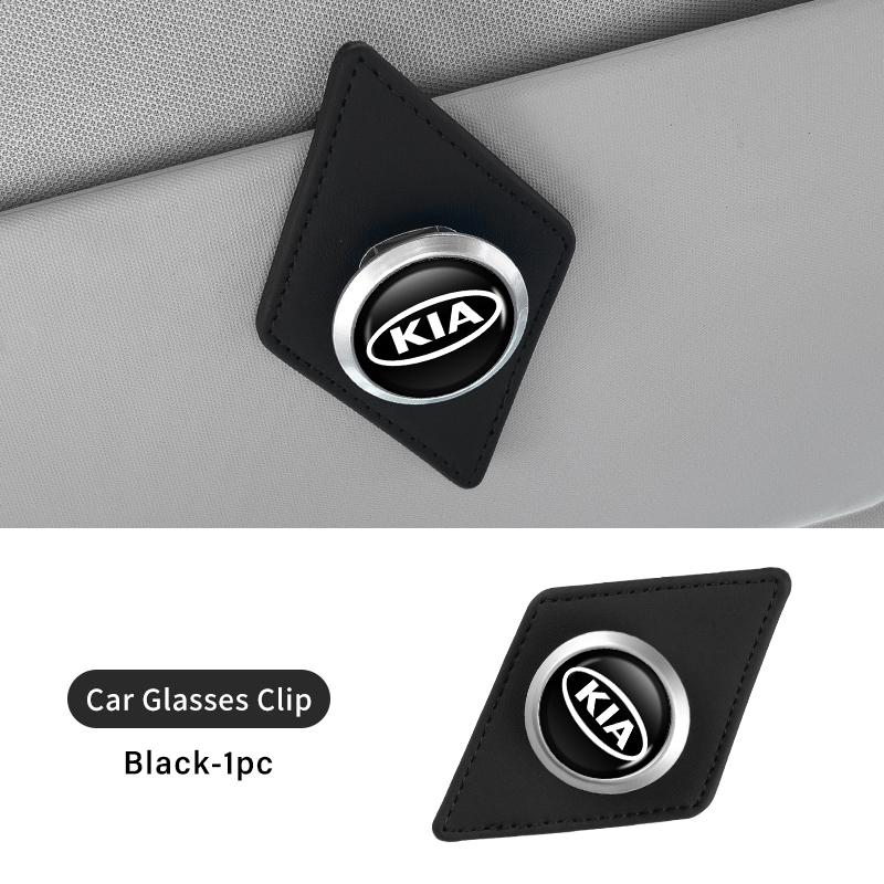 ABF3 PU Leather Car Glasses Clip Alloy Auto Sunglasses Holder Mount For KIA Sorento Stinger Soul Spectra Niro Cadenza Sephia