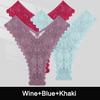 FINTOO 3PCS/Set Sexy V Waist Floral Lace Women Panties Perspective Underwear Thongs Brazilian Briefs Lingerie Comfort Female Underpants