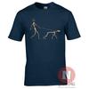 Skeleton Dog Walker TShirt Canine Doggy Funny Urban Art Banksy Style