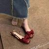 French Retro Bag Head Sandals Women 2025 Summer New Red Bow Single Shoes Fairy Style Flat-bottomed Small Leather Shoes