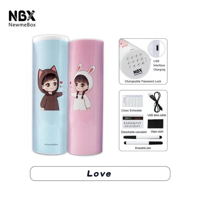 Большой пластиковый пенал с кодовым замком и мультяшным принтом для школьных канцелярских принадлежностей