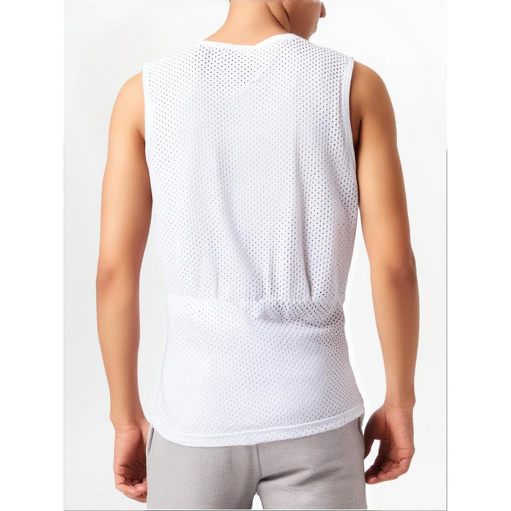 Мужская майка-топ из сетчатой ткани, спортивная базовая рубашка, футболка без рукавов, летняя тонкая мужская одежда