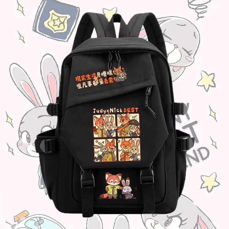 Crazy Animal City Animation Peripheral Judy Nick Fox Elementary School Bag Men'S And Women'S Casual Large Capacity Backpack