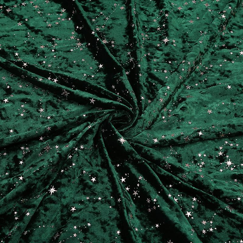 1 метр Эластичная бархатная ткань с узором звезд, Алмазный флис, Эластичная рождественская ткань для шитья своими руками, Рождественские украшения