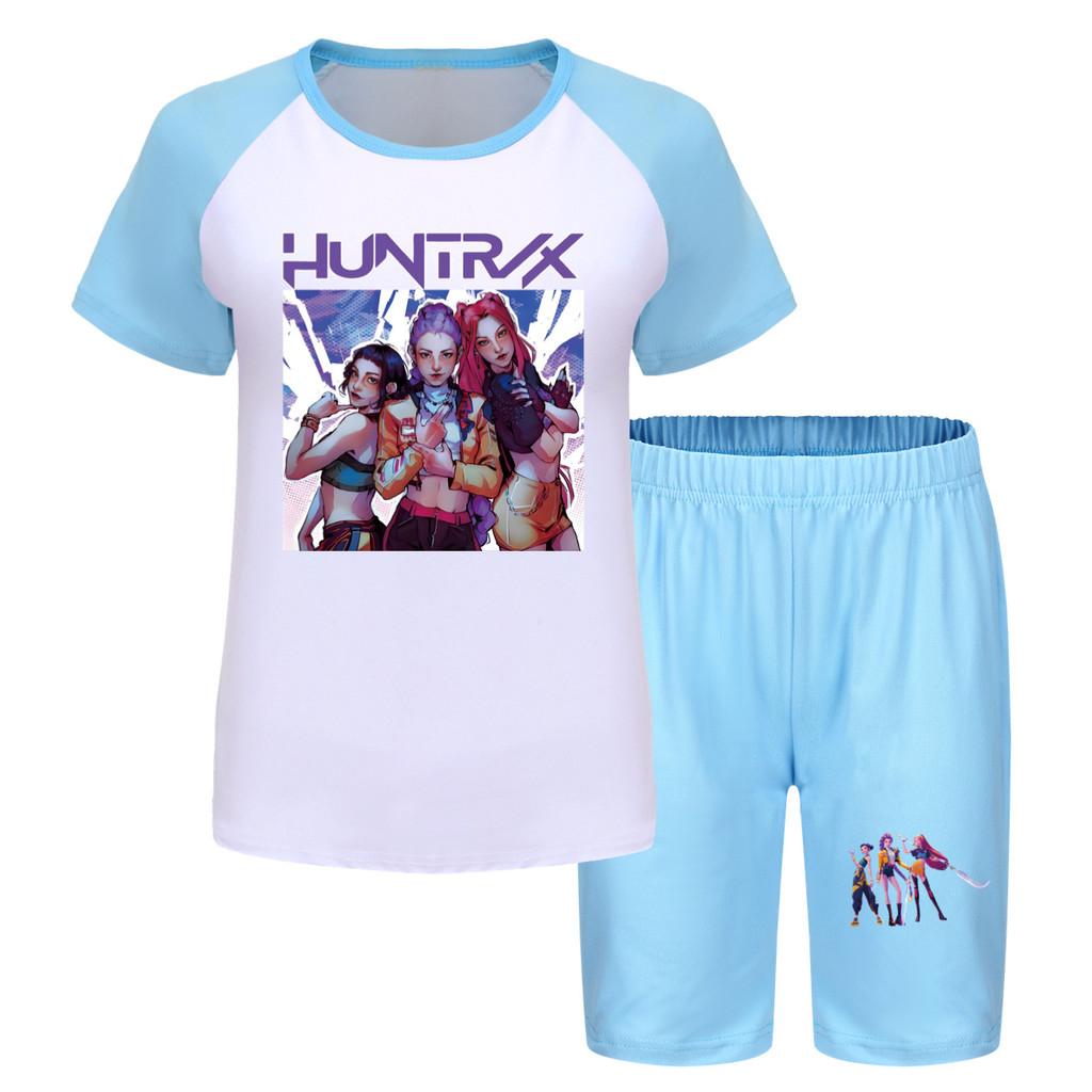 Kpop Demon Hunters Children Summer Shorts And T Shirt Set With Cotton Fabric For Active Kids