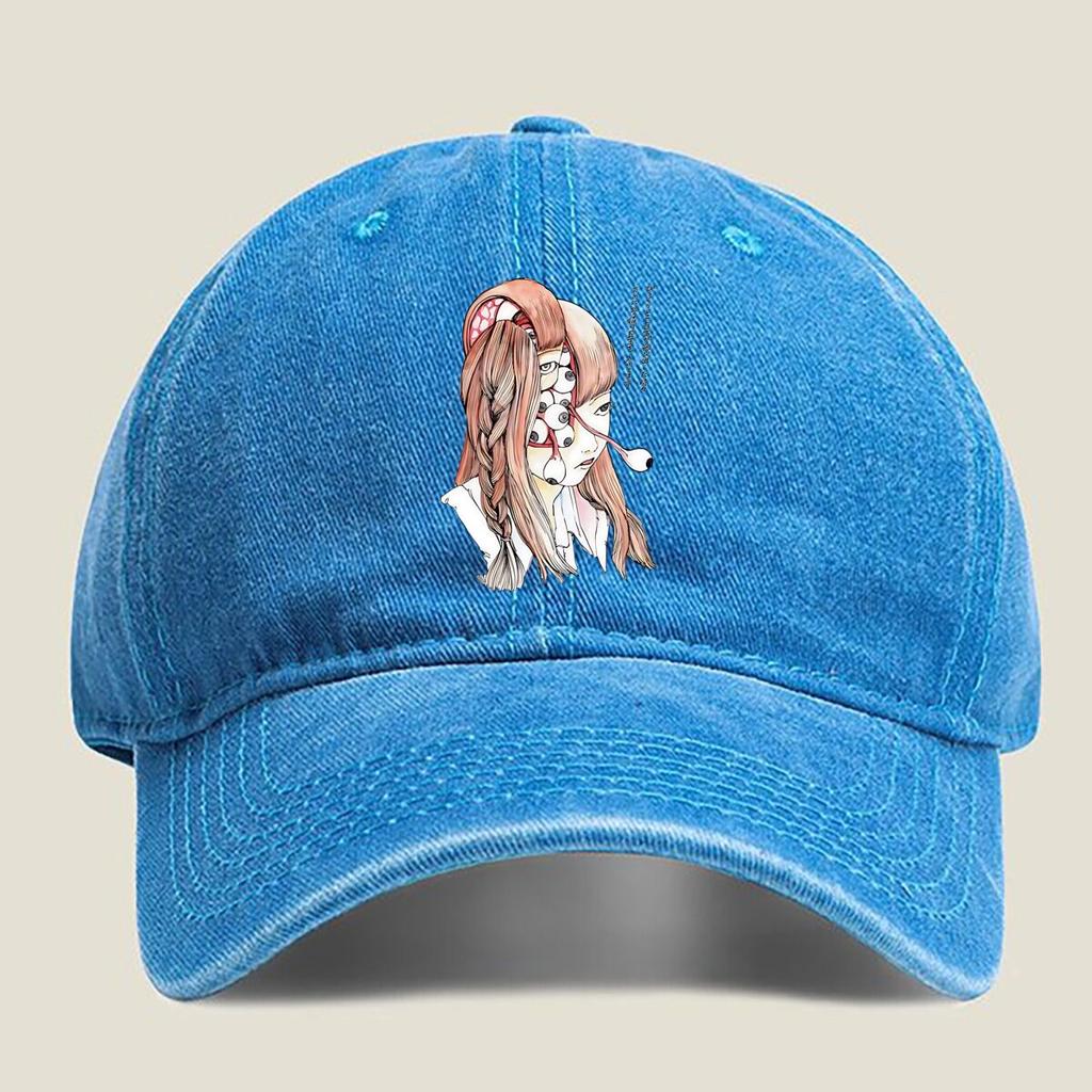 Surreal Girl with Eyes Illustration Fashion Washed Baseball Cap Hat Outdoor Activities