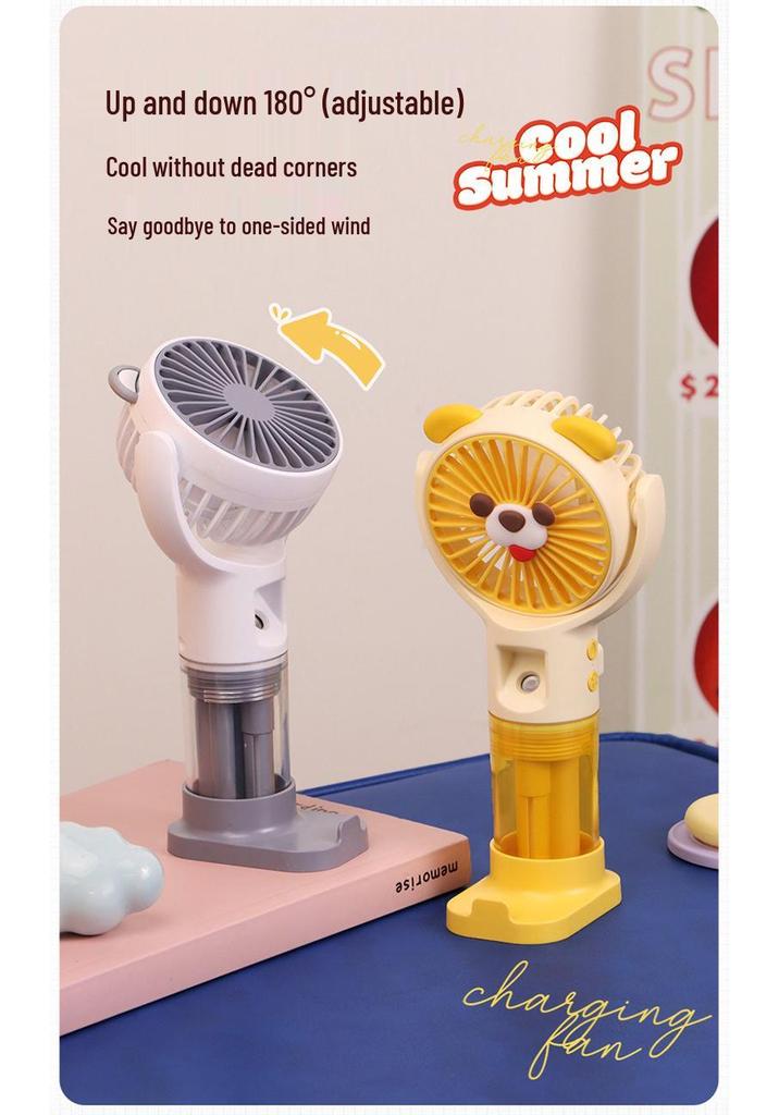 USB Rechargeable Mini Cartoon Handheld & Desktop Fan - Silent, Portable, Strong Wind