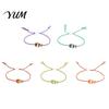 Adjustable Woven Bracelet Colorful Small Fish Handmade Braided Bracelet, Boho Cute Striped Rope String Summer Beach Wristband for Women Men Pendant