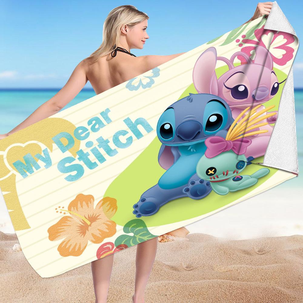 Stitch Zai Animation Beach Towel Microfiber Double-Sided Fleece Beach Towel Bath Towel Variety Square Towel Beach Towel
