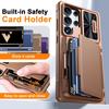 RFID Blocking Wallet Case with Card Holder Sliding Camera Cover Stand PC+TPU Protective Case for Samsung Galaxy S25 Ultra-Gold