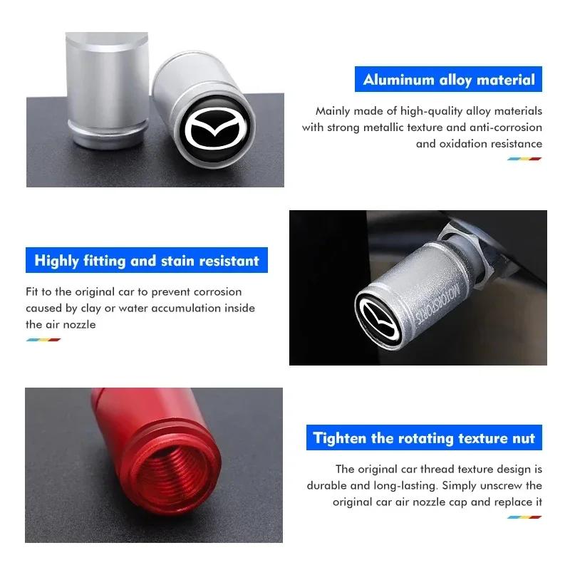 2025 Hot 4pcs Car Tire Valve Cap Tyre Stem Cover Air Dust Tire Wheel Rim For Mazda 6 3 5 2 CX5 CX7 323 Demio Axela Atenza CX9 MX