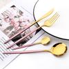 16pcs Upscale Black Gold Complete Dinnerware Set Stainless Steel Tableware Set Knife Fork Coffee Spoon Flatware Set Cutlery Set